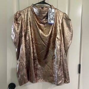 Gold Metallic long sleeve blouse